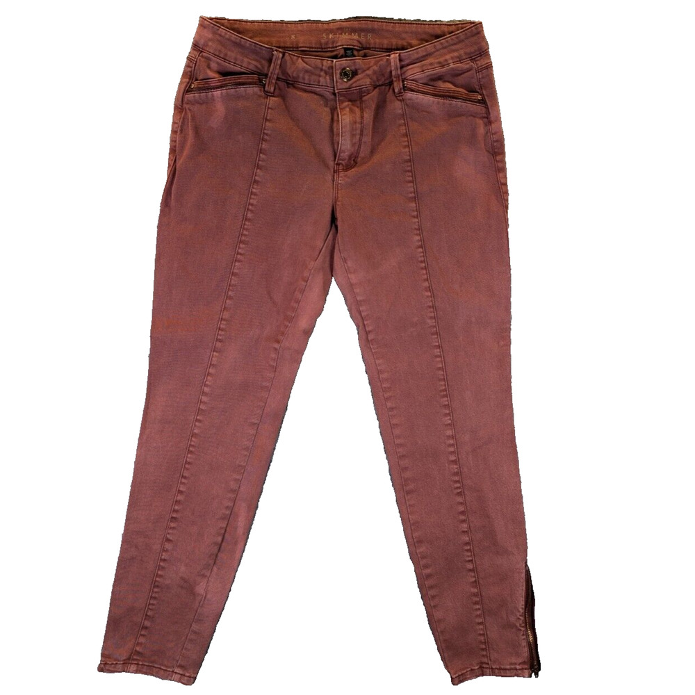 White House Black Market Jeans Womens 8 Red Skimmer Skinny Ankle Zip